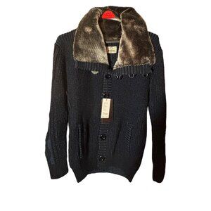 NWT Argonaut Men’s Faux‑Fur Collar Knit Jacket – Size XL